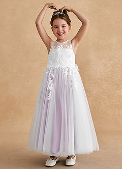 Azazie Bitsy Flower Girl Dresses Ivory Wisteria A-Line Lace Tulle Dress image2