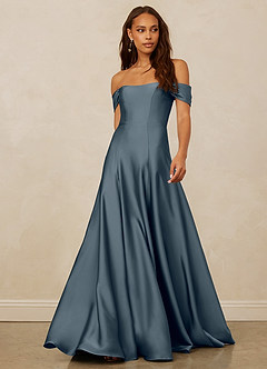 Christian Siriano Bridal for Azazie 1002 Vestidos de damas de honor Vestido de Crepúsculo de Satén Elástico de Corte en A Convertible con Vestidos sin tirantes image1