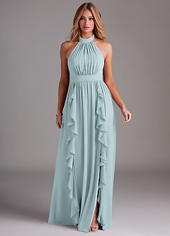 Azazie Avary Bridesmaid Dresses Mist A-Line Pleated Chiffon Dress image3