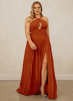 Christian Siriano Bridal for Azazie 1009 Brautjungfernkleider A-Linie Plissee Chiffon Kleid Paprika image9