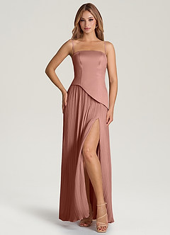 Azazie Tierney Brautjungfernkleider Wandelbar A-Linie Schulterfrei Chiffon Kleid Zedernrose image3