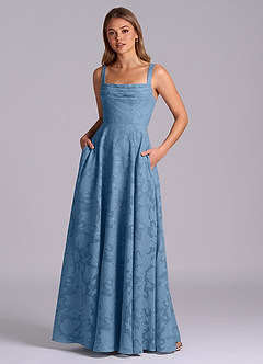 Azazie Shaude Morsiusneito Mekot A-linja Pliseerattu Floral Burnout Lattian pituus Pukeutua image1