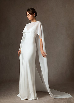 Azazie Caity Wedding Dresses Diamond White Fit and Flare Crepe Back Satin Dress image10
