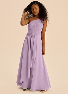 Azazie Skye Junior Abito A-Line in Chiffon Plissettato Glicine image4