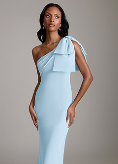 Azazie Yuanna Bridesmaid Dresses Sky Blue Mermaid One Shoulder Chiffon Dress image3