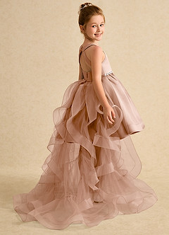 Azazie Julietta vestidos de niña de las flores Vestido de Champán Rosado de Tul de Princesa con Convertible image6