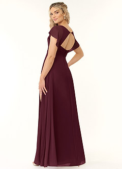Azazie Rylee Vestidos de damas de honor Vestido de Cabernet de Gasa de Corte en A con Plisado image4