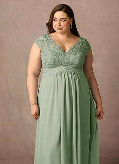 Azazie Irmeli Kleider für die Brautmutter A-Linie Spitze Chiffon Kleid Staubiger Salbeigrün image13