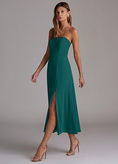 Azazie Wren Bridesmaid Dresses Peacock A-Line Strapless Chiffon Dress image3