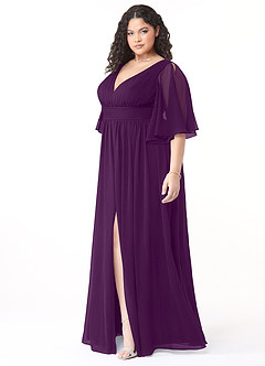 Azazie Temeka Brautjungfernkleider A-Linie Gestreift Chiffon Kleid Traube image9