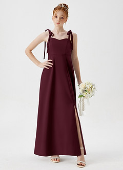 Azazie Rosey Junior Cabernet A-Line Sweetheart Neckline Stretch Crepe Dress image5