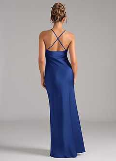 Azazie Tianna Bridesmaid Dresses Royal Blue Sheath Stretch Satin Dress image2