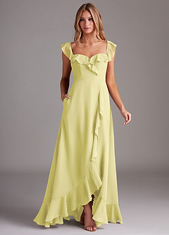 Azazie Lyra Brautjungfernkleider Wandelbar A-Linie Cabrio Chiffon Kleid Zitronensorbet image3