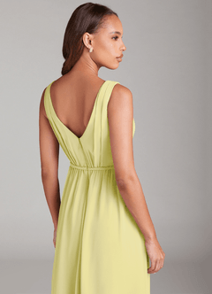 Azazie Tanicia Bridesmaid Dresses Lemon Sorbet A-Line Pleated Chiffon Dress image6
