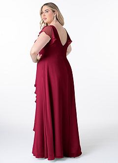 Azazie Omari Bridesmaid Dresses Burgundy A-Line Chiffon Dress image8
