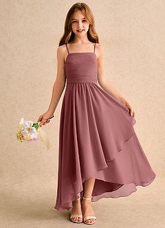 Azazie Twilight Dance Girls Formal vestidos de niña de las flores Vestido de Amatista de Gasa de Corte en A con Plisado image1