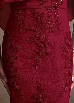 Azazie Amrita vestidos de madre de la novia Vestido de Borgoña de Gasa de Corte Sirena con Encaje image7