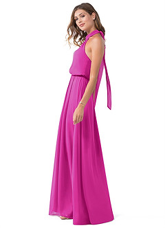 Azazie Landry Jurken voor bruidsmeisjes Jurk van Mesh met A-Lijn Geplooid Fuchsia image3