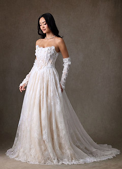 Azazie Vanessa Robes de mariée Robe Princesse en Dentelle Sans bretelles Diamant Blanc Champagne image10
