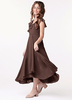 Azazie Posie Junior Ganache A-Line Ruched Chiffon Dress image1