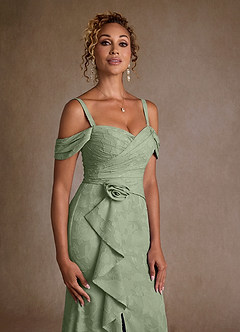 Azazie Irene Abiti per la Madre della Sposa Abito A-Line in Burnout Floreale a Spalla Scoperta Verde Salvia image7