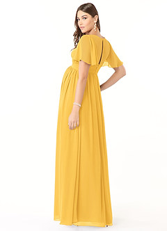 Azazie Verna Maternity Bridesmaid Dresses A-Line V-Neck Ruched Chiffon Floor-Length Dress image4