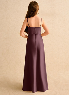 Azazie Fishie Girls Formal Flower Girl Dresses Sangria A-Line Matte Satin Dress image7