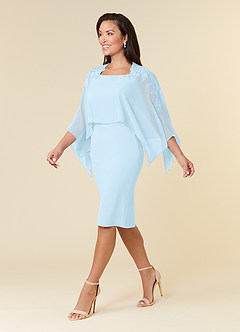 Azazie Maryam Abiti per la Madre della Sposa Abito Tubino in Chiffon Pizzo Azzurro image2