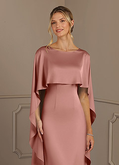 Azazie Eli Mother of the Bride Dresses Rosette Sheath Boatneck Stretch Satin Dress image5