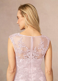 Azazie Flynn Mother of the Bride Dresses Blushing Pink A-Line Boatneck Lace Tulle Dress image5