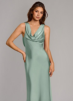 Azazie Cheryl Bridesmaid Dresses Agave Mermaid Stretch Satin Dress image6