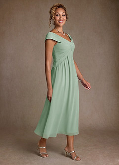 Azazie Mirta Suknie dla Matki Panny Młodej Linia A Pofałdowany Kwiatowe wypalenie Długość herbaty Sukienka image3