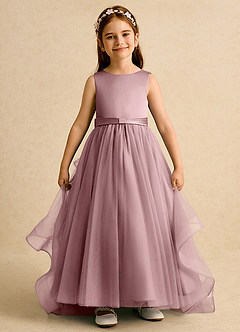 Azazie Lior Flower Girl Dresses Dusty Rose Ball-Gown Pleated Tulle Dress image2