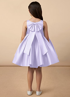 Azazie Bo Peep Flower Girl Dresses Lilac A-Line Bow Matte Satin Dress image4