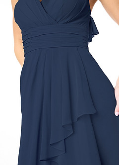 Azazie Aviv Bridesmaid Dresses Dark Navy A-Line Pleated Chiffon Dress image4