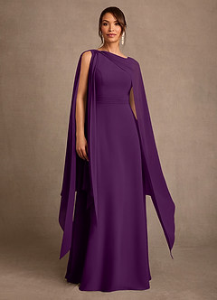 Azazie Liddie Mother of the Bride Dresses Grape A-Line Pleated Chiffon Dress image1
