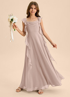 Azazie Carmin Junior English Rose A-Line Ruched Chiffon Dress image4