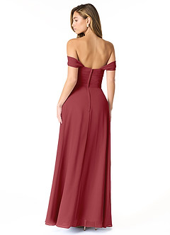 Azazie Kaitlynn Bridesmaid Dresses Pomegranate Empire Ruched Chiffon Convertible Dress image3