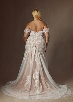 Azazie Leilani Robes de mariée Robe Sirène en Tulle Paillettes Blanc Diamant Caramel image14