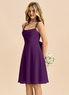Azazie Bear Junior Grape A-Line Pleated Chiffon Dress image4