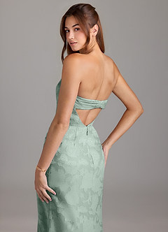 Azazie Leonis Vestidos de damas de honor Vestido Agave de Devorado Floral de Corte Recto Convertible con Palabra de honor image7