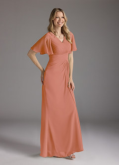 Azazie Morning Glory Mother of the Bride Dresses MAI TAI A-Line V-Neck Ruched Chiffon Dress image3