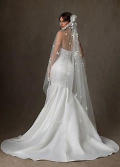 Azazie Abelia Vestidos de novia Vestido de Diamante Blanco de Satén de Corte Sirena con Sin tirantes image9