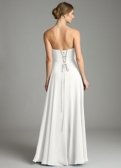 Azazie Ayla Abiti da Damigella Abito A-Line in Chiffon Scollo a Cuore Bianco image3