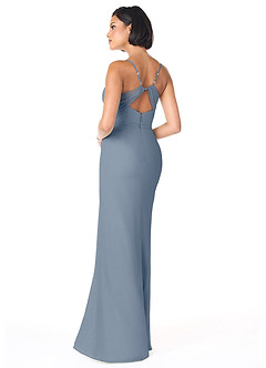 Azazie Blink Venta Final Vestido de Vintage Mauve de Gasa de Corte Recto con Cuello en V image2