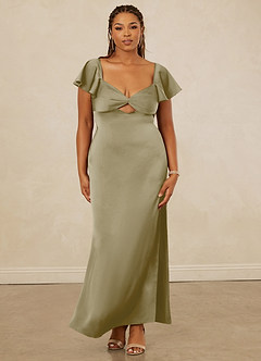 Christian Siriano Bridal for Azazie 1005 Bridesmaid Dresses Moss Green Sheath Sweetheart Neckline Stretch Satin Dress image12