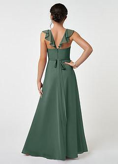 Azazie Emily Junior Sea Moss A-Line Ruched Chiffon Dress image2