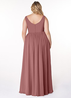 Azazie Keyla Bridesmaid Dresses Desert Rose A-Line V-Neck Pleated Chiffon Dress image7