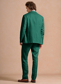 front Harrison Smaragd 3-teiliger Anzug aus 100 % Leinen