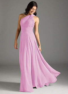 Azazie Charlize Bridesmaid Dresses Candy Pink A-Line One Shoulder Chiffon Dress image1